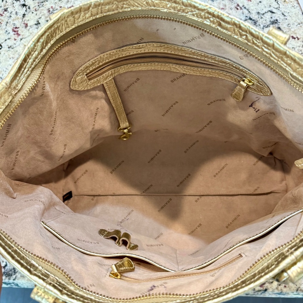Brahmin Gold Leather Tote Bag - Picture 9 of 12